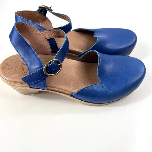 Dansko Blue Leather Clogs Sandals Maisie Cobalt Sz 41 10.5-11 Made in Italy - Picture 2 of 12